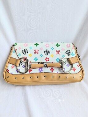Edourado Mourani Multicolor Monogram Shoulder Bag Y2K Baguette Purse